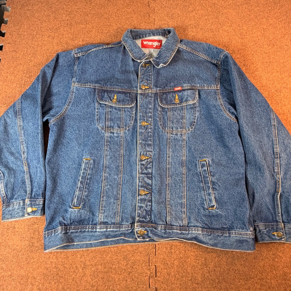 Wrangler Denim Trucker Jacket Mens 2XL Blue Button Front Western Jean Coat